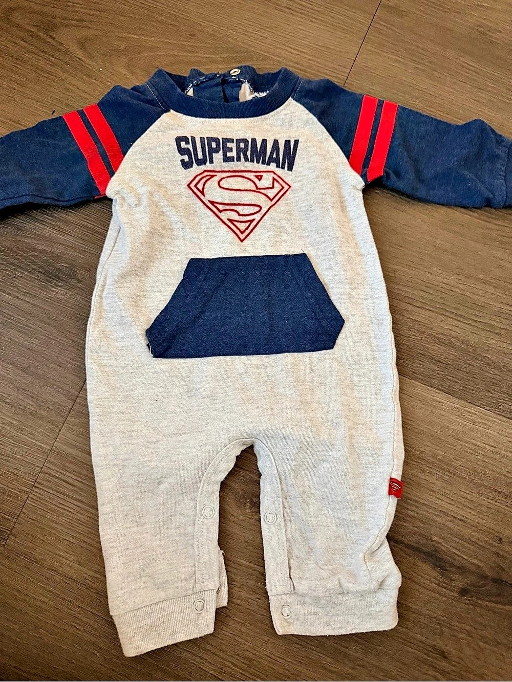 DC Comics Superman Baby Footie Gray & Blue